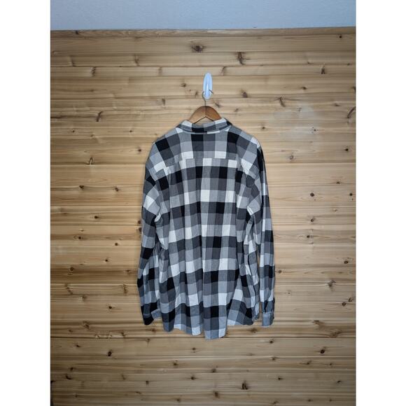 Carhartt Top Mens 3X Black White Plaid Button Front Flannel Relaxed Fit - Picture 4 of 10